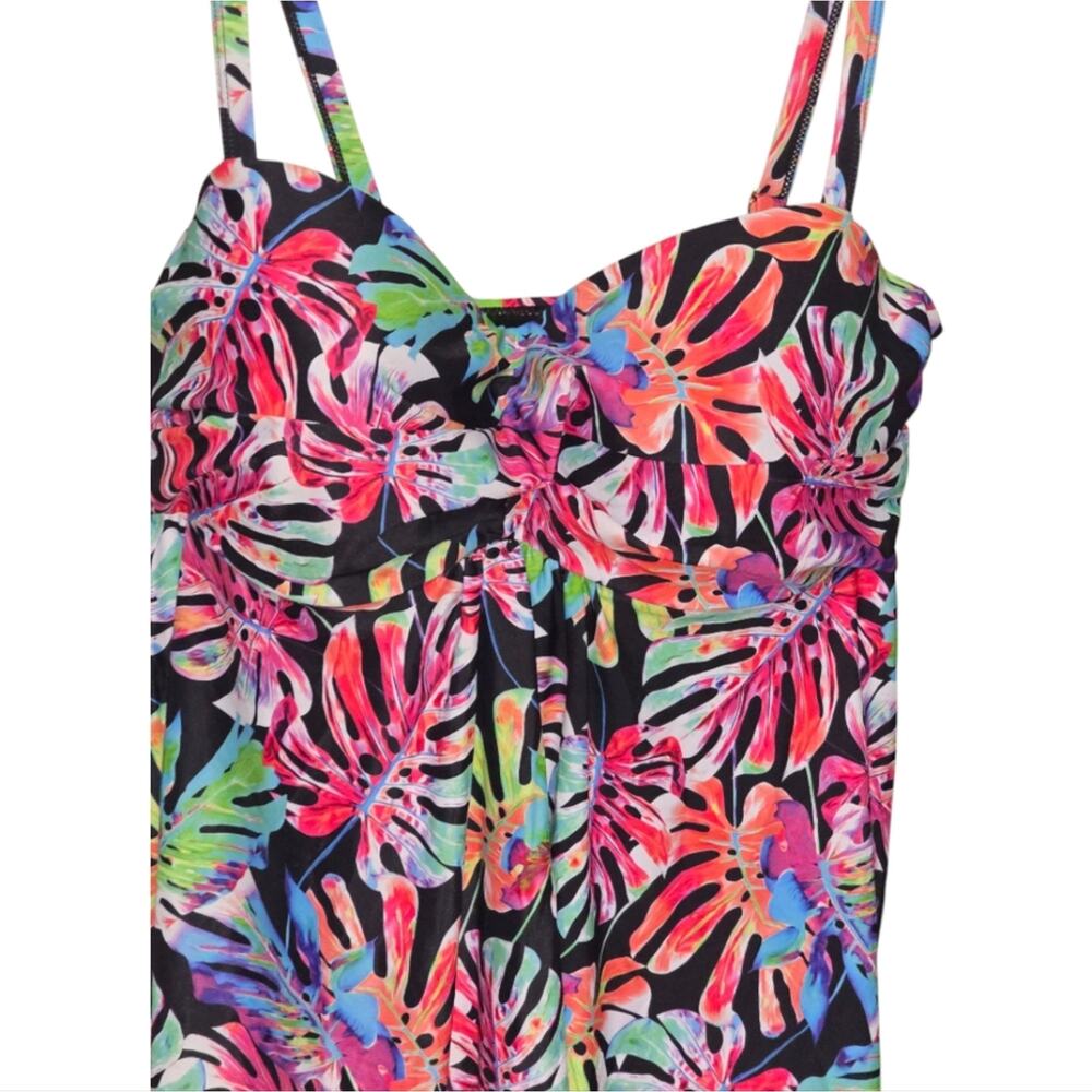 Nicole Miller Floral Print Women's Flyaway Tropical Print Swimsuit Plus Size 3X‎ - Picture 3 of 11